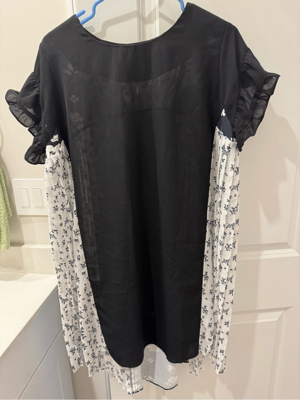 Umgee Black Dress with White Floral Side Panels
